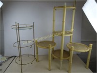 Two Plant Stands - Brass one is missing some of