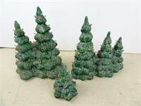 Assorted Ceramic Christmas Trees - Missing some