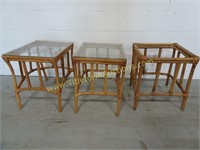 Lot of 3 Wicker Style End Tables - One is missing