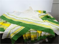 Vintage Handmade Green and Yellow Curtains and