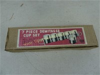 New 1960's 7 Pc Demitasse Cup Set w/ Rack