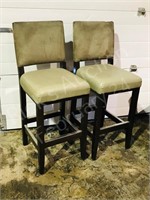 2 wood framed counter stools