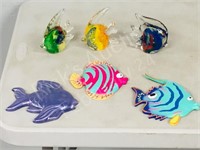 art glass & wood fish ornaments