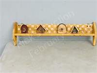 rustic shelf w/ homemade ornaments- 30"