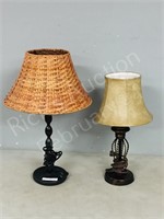 pair- modern table lamps, metal  18.5" & 23"