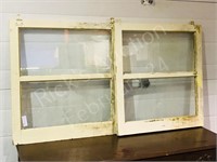 pair of wood frame windows - 28" x 30"
