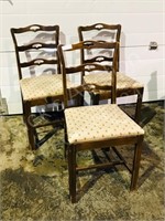 set of 3 wood side chairs