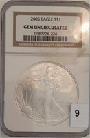 2005 Silver Eagle, Gem Unc, NGC