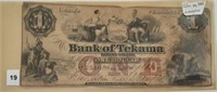 1800's $1 Bank of Tekamah, NE Bank Note