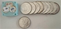 10 - 1898 Silver Morgan Dollars, nice, one money