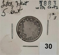 1883 V Nickel, With Cents