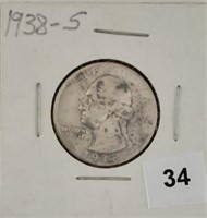 1938S Washington Silver Quarter