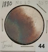 1880 Silver Morgan Dollar, Rainbow Toned