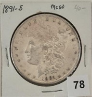 1891S Silver Morgan Dollar