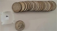 1965-69 40% Silver Kennedy Halves, 20 Coins, one