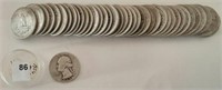 40 Mixed Date Silver Wshington Quarters, one