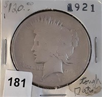1921 Silver Peace Dollar, key