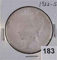 1922S Silver Peace Dollar, nice