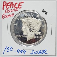 1oz .999 Silver Peace Dollar Round