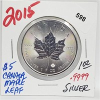 1oz .999 Silver Canada Maple Leaf Round