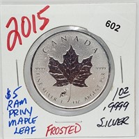 1oz .999 Silver Ram Privy Maple Leaf Round