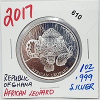 1oz .999 Silver African Leopard Round