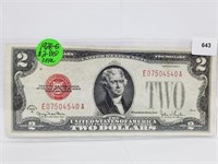 1928-G Red Seal $2 Dollar Bill