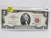 1963-A Red Seal $2 Dollar Bill