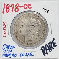 RARE 1878-CC 90% Silver Morgan $1 Dollar