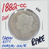 RARE 1882-CC 90% Silver Morgan $1 Dollar