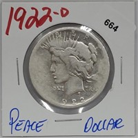 1922-D 90% Silver Peace $1 Dollar