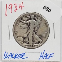 1934 90% Silver Walker Half $1 Dollar