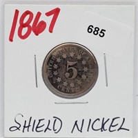 1867 Shield Nickel 5 Cents