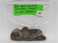 Roll (50) Older Mixed Date Canada Pennies