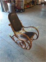 Leather Padded Wooden Rocking Chair