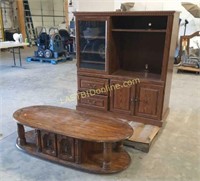 Large Media Center & Wooden Coffee Table