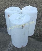 3 White 15 gallon Poly Drums / Barrels