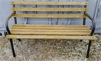 Outdoor Wooden & Metal Base Bench