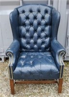 Vintage Style Leather Like Royal Blue Chair