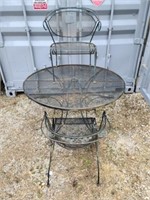 Beautiful black iron Patio table and 2 chairs