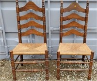 Pair of Ladderback Wicker Bottom Chairs