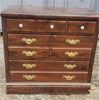 Vintage pine wood 3 drawer side table