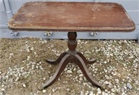 Small Vintage Wooden Side Table w Brass Tip Feet