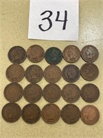 (20) Indian Head Cents 1890's