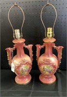 Pair of pink lamp fixtures