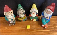 Four garden gnomes