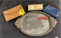 VIntage coin purse, glasses case, comb and mirror
