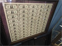 FRAMED US TREASURY SHEET OF50 $1 BILLS