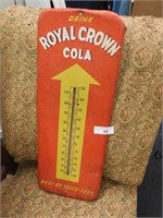 SIGNED 1951 ROYAL CROWN COLA METAL AD THERMOMETER