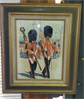 Framed Watercolor Marching Soldiers 1